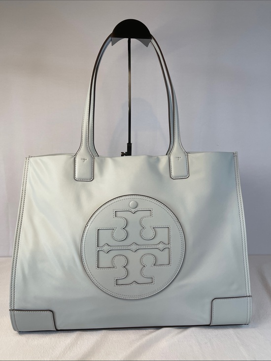 Tory Burch Handbags - Tory Burch Ella Nylon Tote Light Blue Large Logo Tote Bag